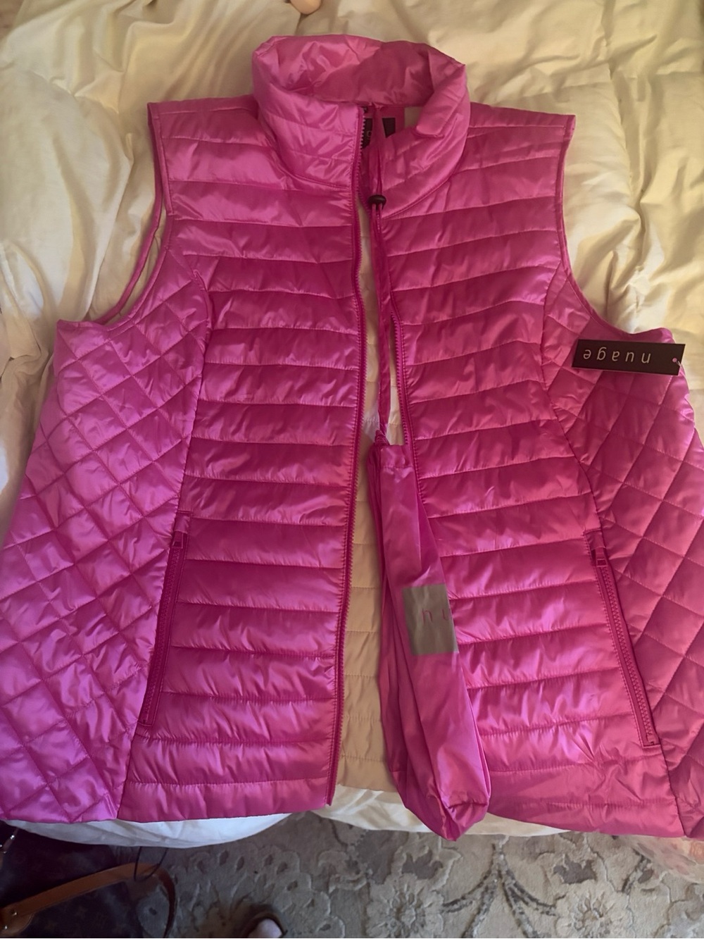 Packable Quilted Vest in Bright Pink by A.N. Other